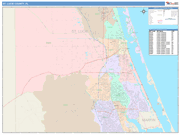 St. Lucie County Wall Map Color Cast Style